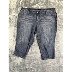 A3 Denim Women's Plus Size 24W Capri Jeans Mid-Wash Stretch Denim Button-Fly